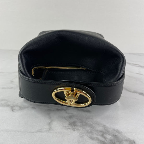 Valentino Black The Bold VLOGO Leather Top-Handle Bag