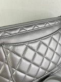 CHANEL Multi Pochette Metallic Silver Quilted Lambskin clutch/wallet/crossbody/shoulder bag