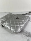CHANEL Multi Pochette Metallic Silver Quilted Lambskin clutch/wallet/crossbody/shoulder bag