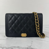 CHANEL Black Caviar Boy Wallet on Chain WOC