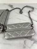 CHANEL Multi Pochette Metallic Silver Quilted Lambskin clutch/wallet/crossbody/shoulder bag