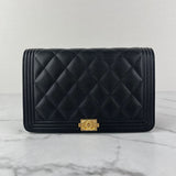 CHANEL Black Caviar Boy Wallet on Chain WOC