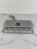 CHANEL Multi Pochette Metallic Silver Quilted Lambskin clutch/wallet/crossbody/shoulder bag