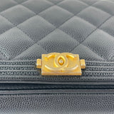 CHANEL Black Caviar Boy Wallet on Chain WOC