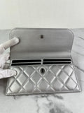 CHANEL Multi Pochette Metallic Silver Quilted Lambskin clutch/wallet/crossbody/shoulder bag