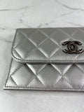 CHANEL Multi Pochette Metallic Silver Quilted Lambskin clutch/wallet/crossbody/shoulder bag