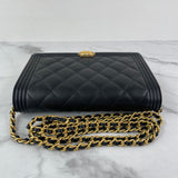 CHANEL Black Caviar Boy Wallet on Chain WOC