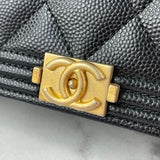 CHANEL Black Caviar Boy Wallet on Chain WOC