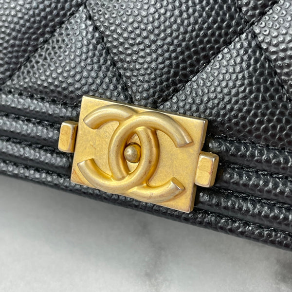 CHANEL Black Caviar Boy Wallet on Chain WOC