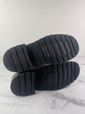 CHANEL White/Black Quilted Lace Up Combat Boots Size 37.5