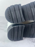 CHANEL White/Black Quilted Lace Up Combat Boots Size 37.5