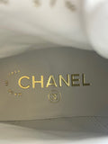 CHANEL White/Black Quilted Lace Up Combat Boots Size 37.5