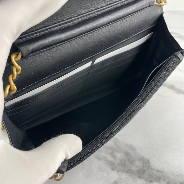 CHANEL Black Caviar Boy Wallet on Chain WOC