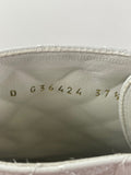 CHANEL White/Black Quilted Lace Up Combat Boots Size 37.5