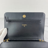 CHANEL Black Caviar Boy Wallet on Chain WOC