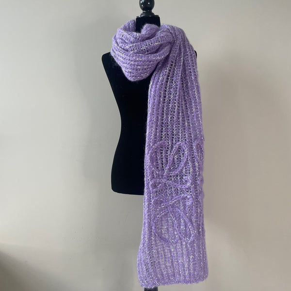 LOEWE Parma Violet Anagram Knit Mohair-Blend Scarf