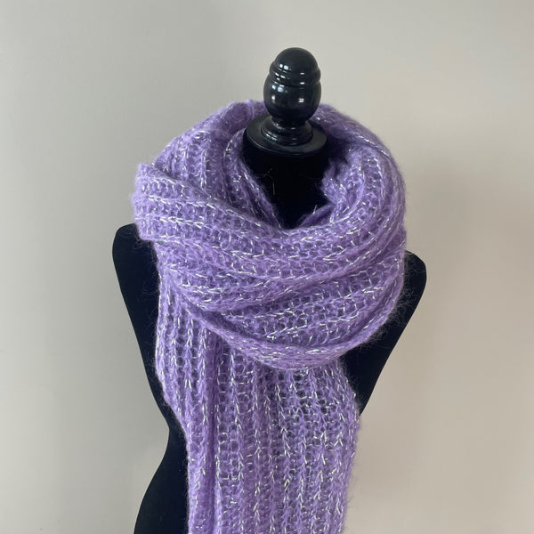 LOEWE Parma Violet Anagram Knit Mohair-Blend Scarf