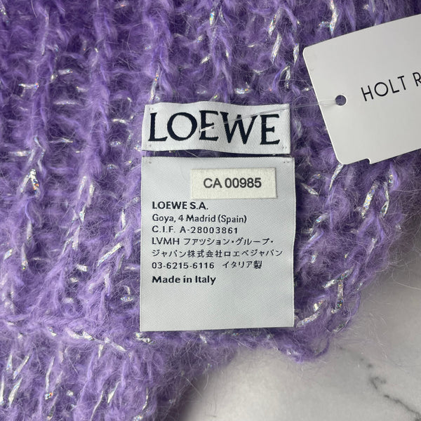 LOEWE Parma Violet Anagram Knit Mohair-Blend Scarf