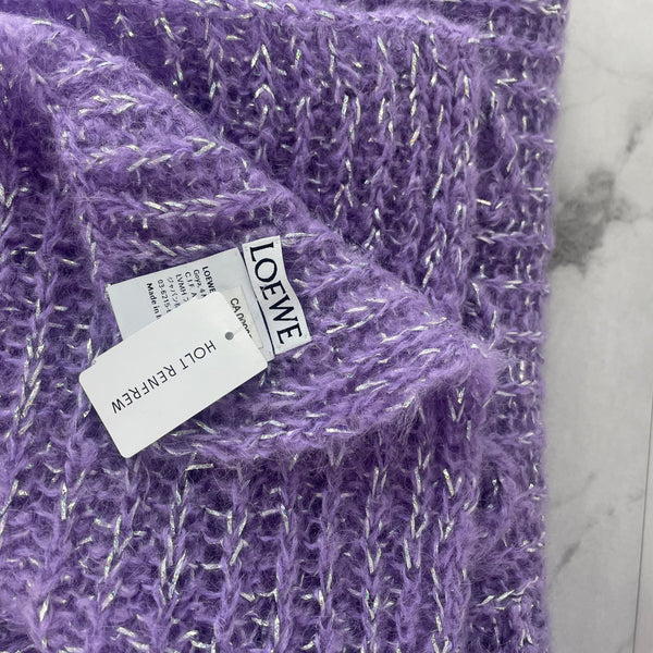 LOEWE Parma Violet Anagram Knit Mohair-Blend Scarf