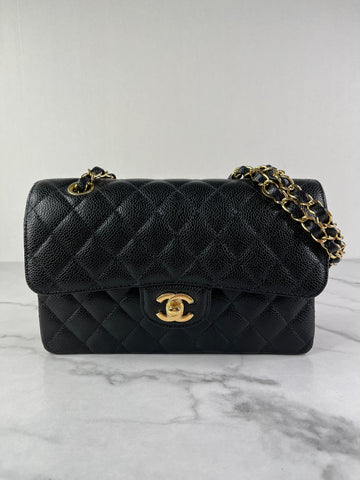CHANEL Small Black Caviar Classic Double Flap Bag