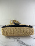 Valentino Beige/Black Raffia Viva Superstar Medium Shopping Shoulder Bag