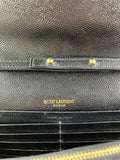 SAINT LAURENT Black CLASSIC CASSANDRE CHAIN WALLET IN GRAIN DE POUDRE LEATHER