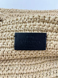 Valentino Beige/Black Raffia Viva Superstar Medium Shopping Shoulder Bag