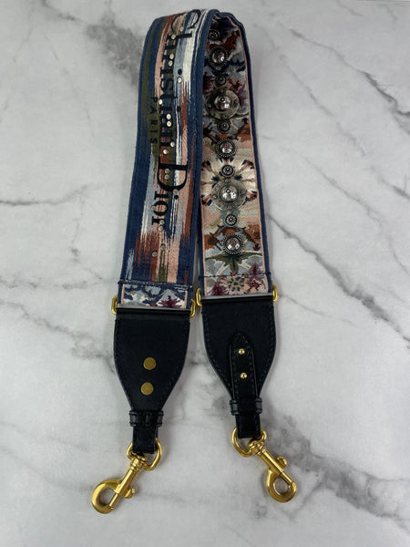 CHRISTIAN DIOR Multicolor Canvas Embroidered Studded KaleiDiorscopic Shoulder Strap