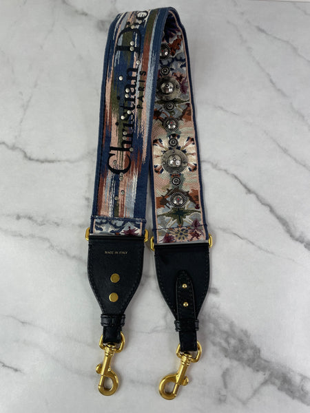 CHRISTIAN DIOR Multicolor Canvas Embroidered Studded KaleiDiorscopic Shoulder Strap