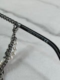 CHANEL CC Square Pearl Triple Chain Dark Silver/Grey Sunglasses