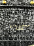 SAINT LAURENT Black CLASSIC CASSANDRE CHAIN WALLET IN GRAIN DE POUDRE LEATHER