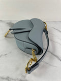CHRISTIAN DIOR Sky Blue Grained Calfskin Mini Saddle Bag