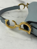 CHRISTIAN DIOR Sky Blue Grained Calfskin Mini Saddle Bag