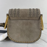 CHLOE Motty Grey Suede Braided Mini Hudson Shoulder/Crossbody Bag