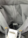 BALMAIN Black Strass Rhinestone Logo Crop Hoodie in Cotton Fleece Size Small