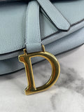 CHRISTIAN DIOR Sky Blue Grained Calfskin Mini Saddle Bag