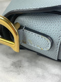 CHRISTIAN DIOR Sky Blue Grained Calfskin Mini Saddle Bag