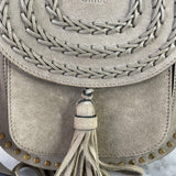 CHLOE Motty Grey Suede Braided Mini Hudson Shoulder/Crossbody Bag