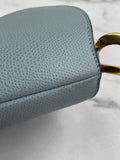 CHRISTIAN DIOR Sky Blue Grained Calfskin Mini Saddle Bag