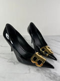 Balenciaga Black Patent Leather BB Knife Pumps Size 38