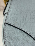 CHRISTIAN DIOR Sky Blue Grained Calfskin Mini Saddle Bag