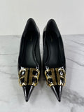 Balenciaga Black Patent Leather BB Knife Pumps Size 38