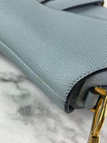 CHRISTIAN DIOR Sky Blue Grained Calfskin Mini Saddle Bag