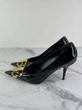 Balenciaga Black Patent Leather BB Knife Pumps Size 38