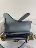CHRISTIAN DIOR Sky Blue Grained Calfskin Mini Saddle Bag