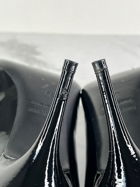 Balenciaga Black Patent Leather BB Knife Pumps Size 38