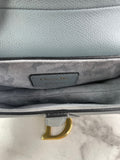 CHRISTIAN DIOR Sky Blue Grained Calfskin Mini Saddle Bag