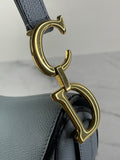 CHRISTIAN DIOR Sky Blue Grained Calfskin Mini Saddle Bag