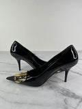 Balenciaga Black Patent Leather BB Knife Pumps Size 38