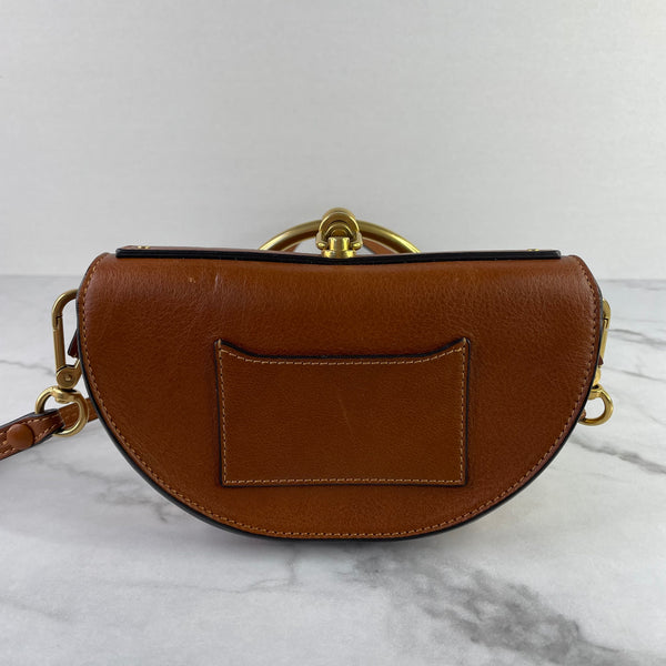 CHLOE Caramel Brown Leather Small Nile Bracelet Minaudiere Crossbody/Shoulder Bag